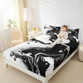 thumbnail image 4 of Manfei Aesthetic Geometric Art Bed Sheets,Abstract Marble Texture King Sheets,Black Fluid Art Sheet Set For Children,Lightweight Room Decor,4 Pieces, 4 of 7