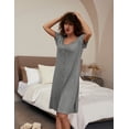 thumbnail image 4 of Avidlove Women Nightgown Short Sleeve Button Down Nightshirt V Neck Nighty Pajama Dress Gown, 4 of 6