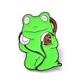 thumbnail image 2 of 5 pc Frog and Music Enamel Pin Cartoon Alloy Badge for Backpack Clothes Electrophoresis Black Lime 30x21x1.8mm, 2 of 3