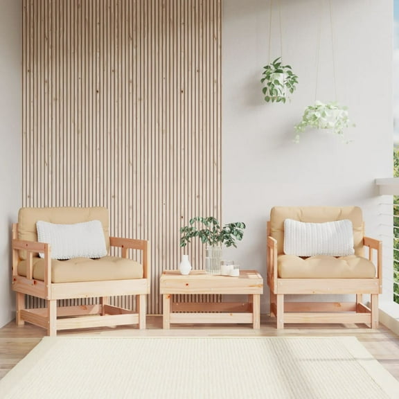 vidaXL Patio Chairs 2 pcs Solid Wood Pine