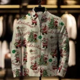 thumbnail image 2 of Cárdigan con estampado 3D navideño para hombre, chaqueta informal holgada, abrigo de invierno elegante, ropa de abrigo navideña 2024 para hombre, suéter navideño, 2 of 5