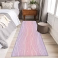 thumbnail image 4 of Pink Purple Ombre 2'x6' Runner Rugs for Hallway Kitchen Bedside Non Slip Washable, Modern Abstract Striped Polka Dots Entryway Rug Runners with Rubber Backing, Long Carpet Runner for Laundry Room, 4 of 8