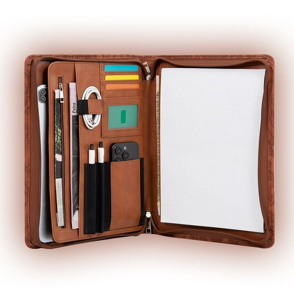 Fashionable Professional Organizer For Women - 3-Ring Binder Folder with Zipper Closure, Spacious Interior, Ideal for Business & School | Female Office Desk Accessories, Perfect Christmas  gift