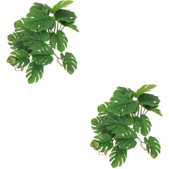 Set of 2 Artificial Plants Reptile Decoration Terrarium Habitat
