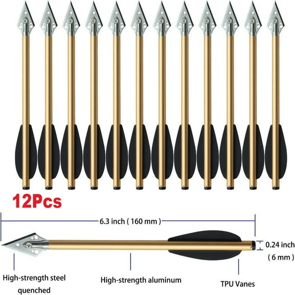 EROCK 12pcs Crossbow Bolts Arrows 6.3inch Targeting Arrow Pistol Mini Crossbow 50-80lb