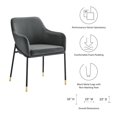 thumbnail image 5 of Modway Jovi Performance Velvet Dining Armchair Set of 2 in Black Charcoal, 5 of 9