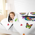 thumbnail image 3 of Manfei Rainbow Love Heart Twin Comforter Sets, Butterfly Groovy Flower Bedding Set, White Blue, Black Reversible, 2 Pieces, 1 Comforter and 1 Pillowcase, 3 of 7