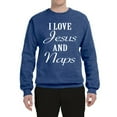 thumbnail image 2 of Wild Bobby I Love Jesus and Naps Inspirational/Christian Unisex Crewneck Graphic Sweatshirt, Vintage Heather Blue, Medium, 2 of 5