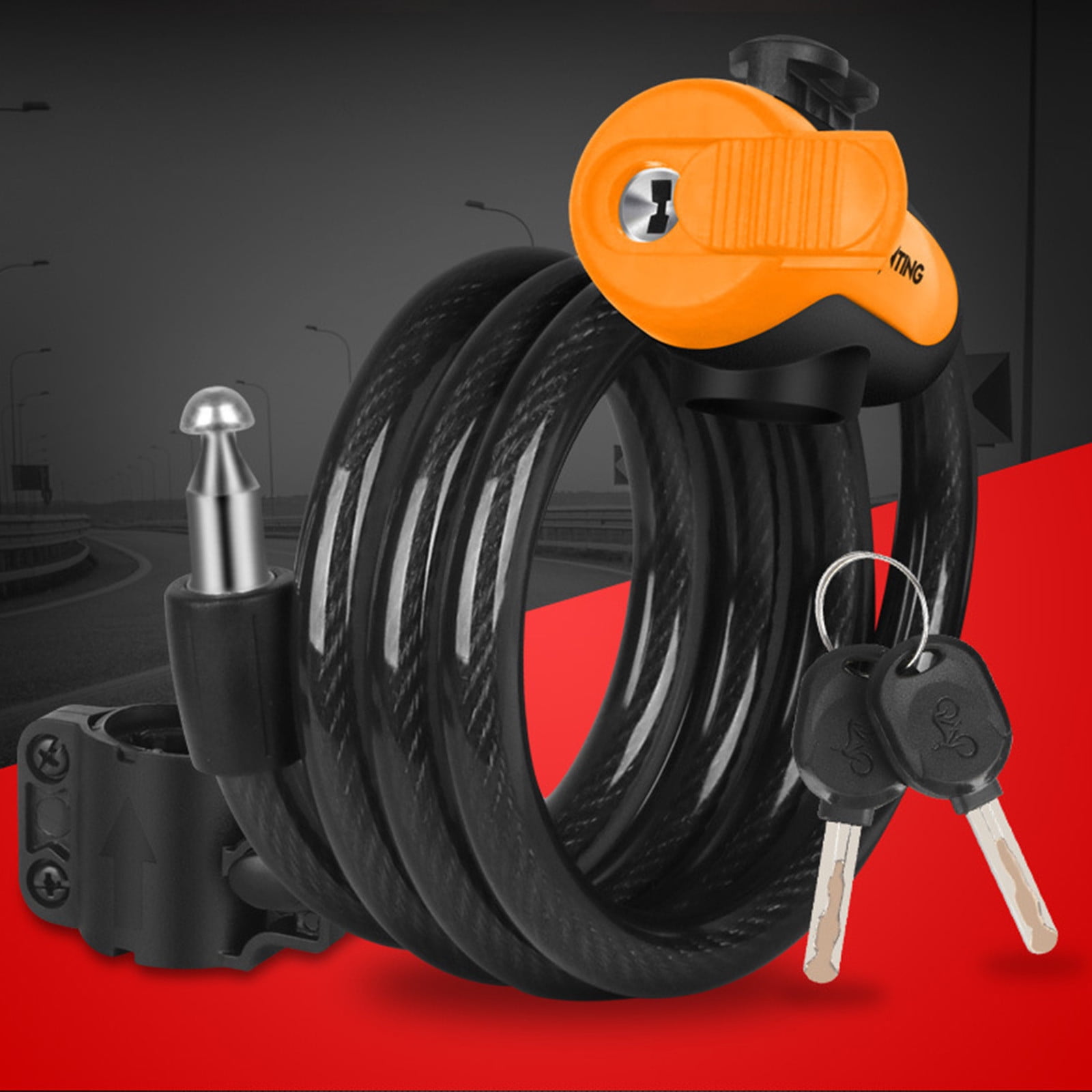 KQJQS Bike Locks, Bike Locks Heavy Duty Against Theft Bicycle Lock With Keys Lock Chain For Bike, Motorcycle, Bicycle, Door, Gate, Fence, Grill