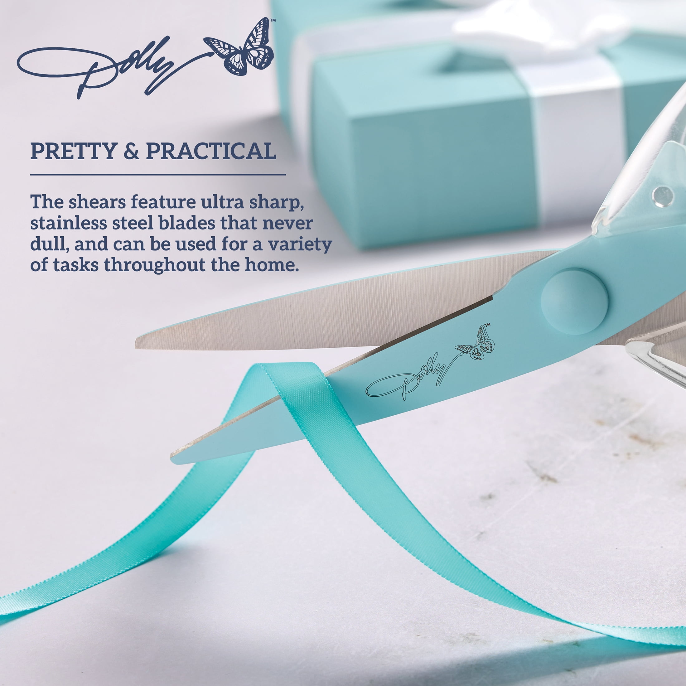 Dolly Parton Blue All-Purpose Acrylic Kitchen Scissors for Everyday Tasks
