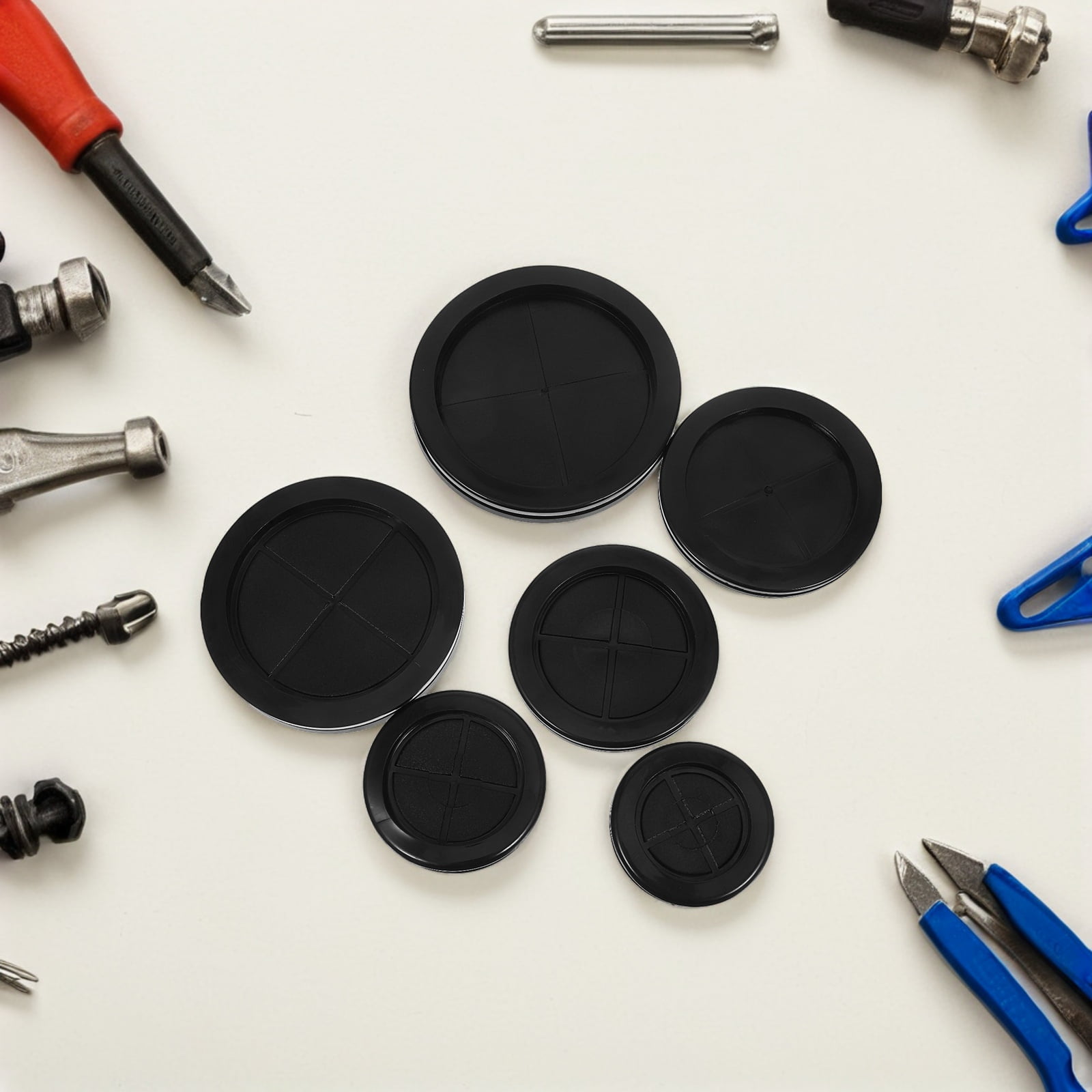OUNONA 12Pcs Rubber Cable Grommets for Wiring Flexible Double Sided Desk Hole Cover Protector Black