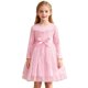 thumbnail image 4 of Vestido de Manga Larga para Niñas con Nudo de Arco Y Cinturón, de Moda de Color Sólido de Malla de Manga Larga para Niños 3-10 Años, 4 of 8