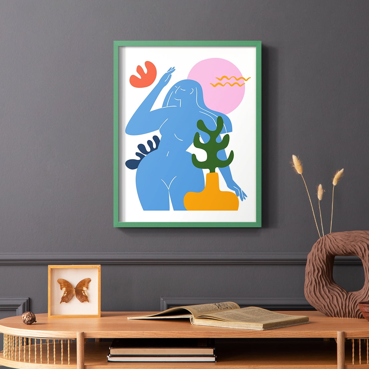 Matisse CDXLVII in Green Solid Wood Framed Print No Nail Hanging
