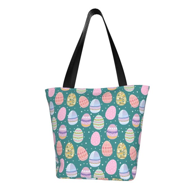 Fotbe Colorful Easter eggs Bolsa de Playa con Estampado, Bolsa de Hombro, Bolsa de Mano Espaciosa, Bolsa de Viaje Ligera, Bolsa de Compras Versátil