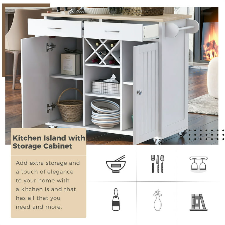 Kitchen Storage Cabinet,Storage Racks, Kitchen Island on 4 Wheels