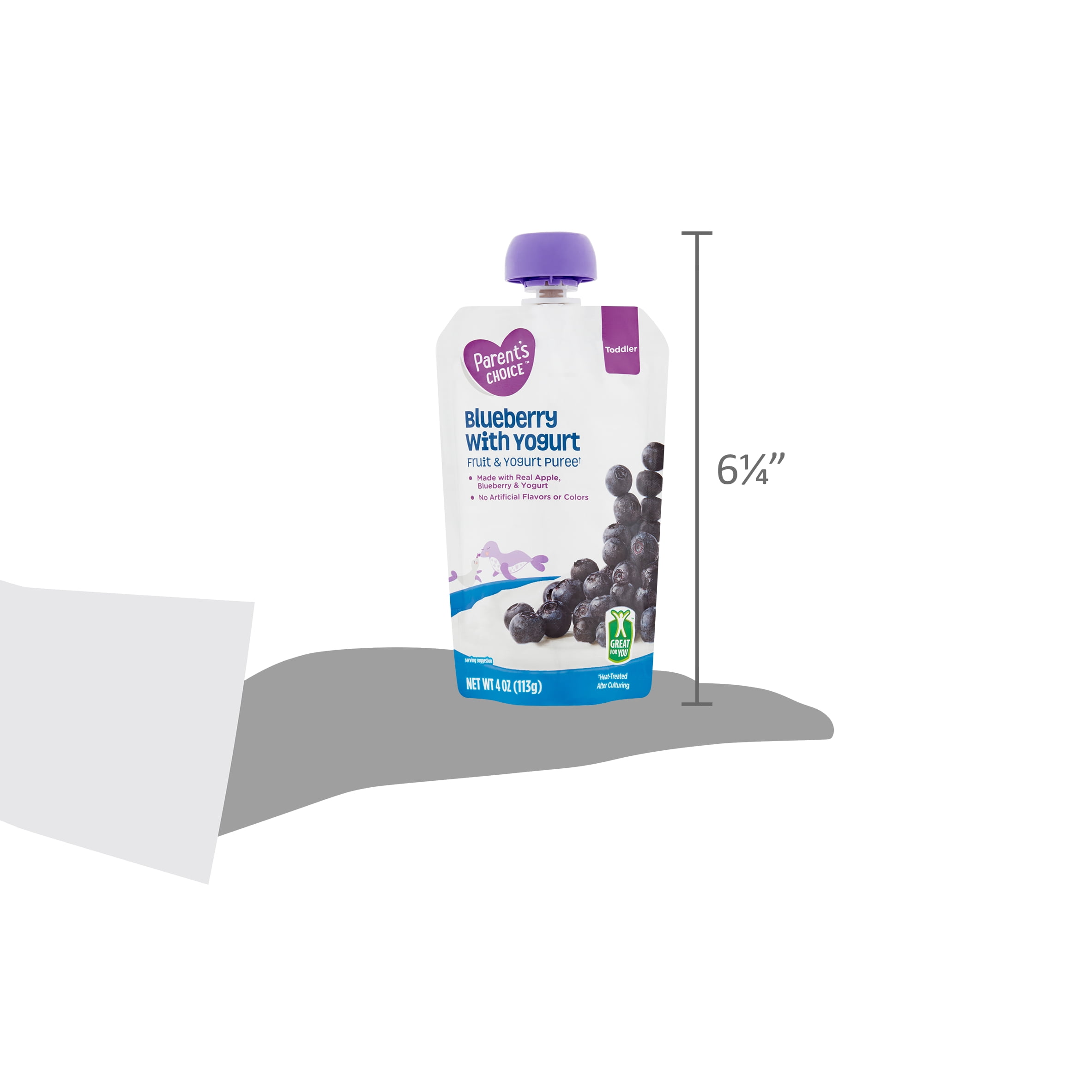 Parent's Choice Natural Toddler Food, Blueberry Apple Yogurt Baby Food, 1 Pouch (113g) Pouch