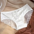 thumbnail image 2 of Ashirexll Ladies Underwear Panties, Plus Size Underwear for Women, Solid Color Lace Bow Mid Low Waist Hollow Mesh Triangle Panties, 2 of 3