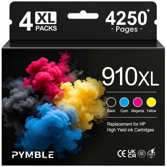 910XL Ink Cartridges compatible for HP 910 Ink Cartridge work with OfficeJet Pro 8020 8025 8028 8035 8030 8010 8015 8018 8022 (1 Black 1 Cyan 1 Yellow 1 Magenta 4 Pack)