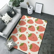 Area Rugs For Living Room Decor - Cute Strawberry Red Love Soft Anti Slip Throw Washable Rugs 5x7 For Bedroom, Indoor Carpet For Bedroom Living Room 80x58In