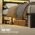 thumbnail image 4 of Satifur Full Bed Frame with Upholstered Storage Headboard & 2 Drawers, Platform Metal Bed with 2 USB Ports and Outlets, Under-bed Storage and Noise Free Design, 4 of 10