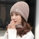 thumbnail image 2 of Gorro de invierno para mujer, gorro de lana gruesa con forro polar para jóvenes, gorro de mujer, gorro con protección para las orejas, conjunto de bufanda, gorro de punto para montar, 2 of 6
