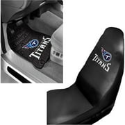 NFL Tennessee Titans 2 pc Front Floor Mats and Tennessee Titans Car Seat Cover Value Bundle
