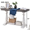 thumbnail image 2 of 53.6-Inch Side Table, Farmhouse Console Table, Spacious Tabletop & Sturdy Pedestal Legs, Entryway Table Sofa Table for Living Room Hall Dining Room (Antique Gray+White), 2 of 8