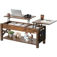 thumbnail image 1 of VEVOR Table Basse Relevable 47.5 Pouces Table Basse Rectangulaire pour Salon Marron, 1 of 9