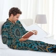 thumbnail image 6 of Salouo Mandala Print Button-Front Long Sleeve Pajama Set for Men, Soft 2Pjs Men's Long Sleeve Sleepwear-Small, 6 of 7