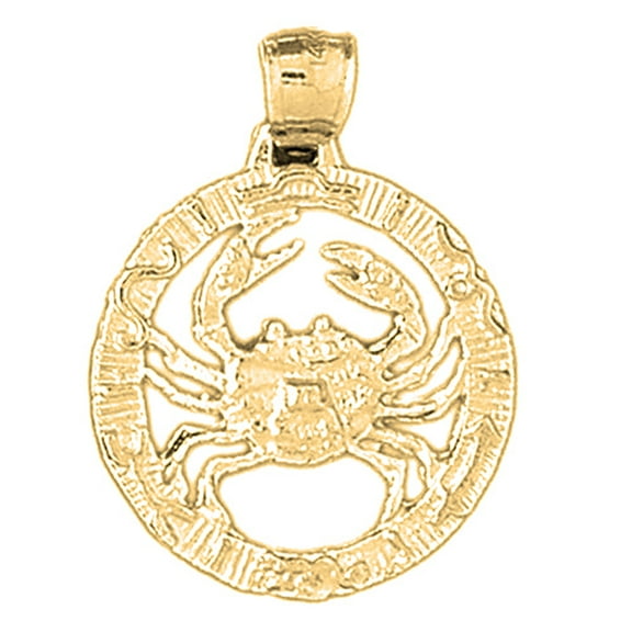 18K Yellow Gold Zodiac - Cancer Pendant - 32 mm