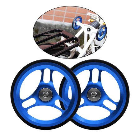 Folding Bike Leichtes Rad Foldable Transport Carry Wheels Pushing Refit Transportation Wheel for with Titanium Alloy Screws Blue