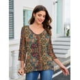 thumbnail image 2 of Zeagoo Women's Blouse 3/4 Length Sleeve V Neck Dressy Floral Tunic Top Soft Lightweight Summer Tees Business Casual Work Tops, 2 of 7
