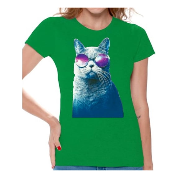 Awkward Styles Cat T-Shirt Galaxy T Shirts for Women