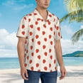 thumbnail image 5 of Xecao Hand Drawn Strawberry print Hawaiian shirt - a stylish short-sleeve button-down for men, perfect for casual beach and tropical outings., 5 of 9