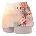 thumbnail image 4 of Njagoc3 Womens Puff Sleeve Square Neck Marble Print Skort - Breathable Mesh Overlay, Athleisure Summer Activewear, 4 of 6