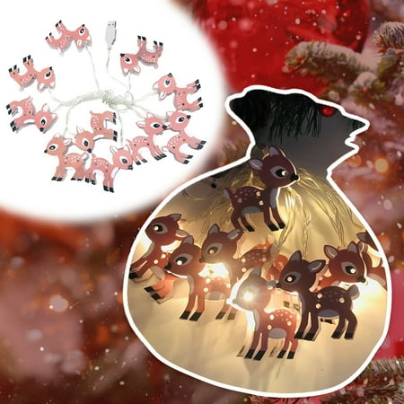 

Huilaibazo LED Christmas Fawn Light String Snowflake Christmas Tree Snowman Bell Cane Light String Decoration Pendant