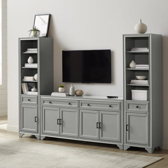 Tara 3Pc Entertainment Set Distressed Gray - Sideboard 2 Bookcases