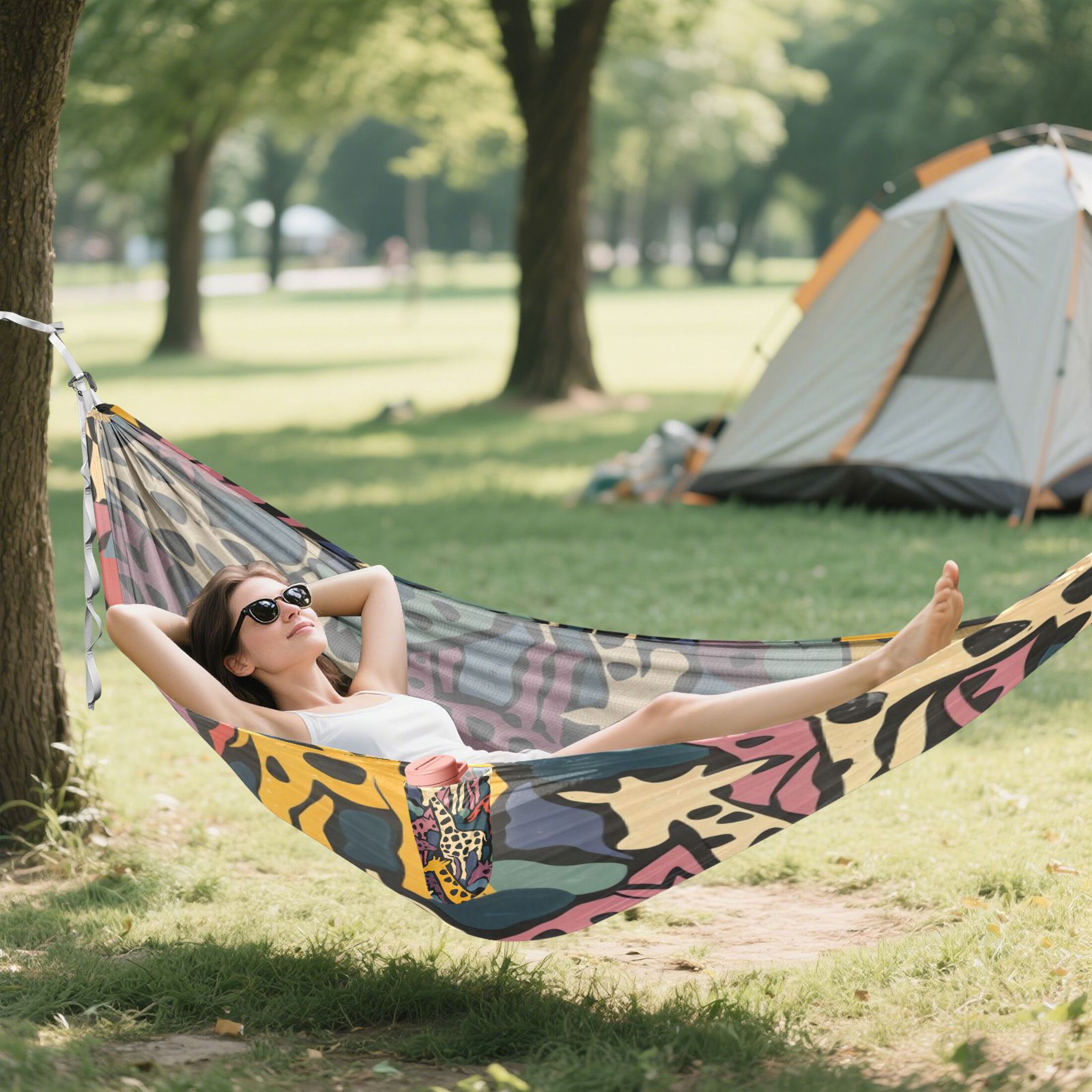 Hammock Camping Hammock Nylon Portable Hammock Travel Camping Hammock Colorful Giraffe