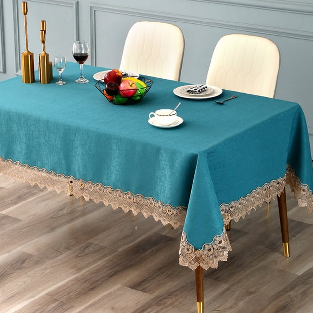 MAWCLOS Table Cloths Washable Tablecloths Covers Lace Tablecloth Home Decor Vintage Embroidered Polyester Waterproof Green 47"x 63"/ 120cm*160cm