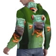 thumbnail image 6 of Pofeuu Red-Eyed Tree Frog Print Mens Casual Hooded Collar Drawstring Hoodies Pullover Sweatshirts Casual Long Sleeve Shirts-Medium, 6 of 7