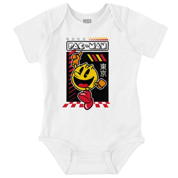 PACMAN Kanji Video Arcade Game Romper Boys or Girls Infant Baby Brisco Brands NB