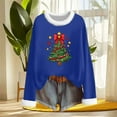 thumbnail image 4 of asdoklhq Christmas Sweatshirts for Women Christmas Fashionable Loose Casual Long Sleeved Round Neck Christmas Printed Top Blue L, 4 of 6