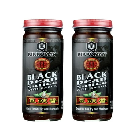 (2 Pack) Kikkoman Black Bean Sauce with Garlic, 8.7 Fz