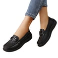 thumbnail image 2 of Domzle Women's Comfortable Faux Leather Penny Loafers Slip On Business Casual Dress Shoes Lightweight Office Work Flats Everyday Walking Shoes for Women Black, 2 of 7