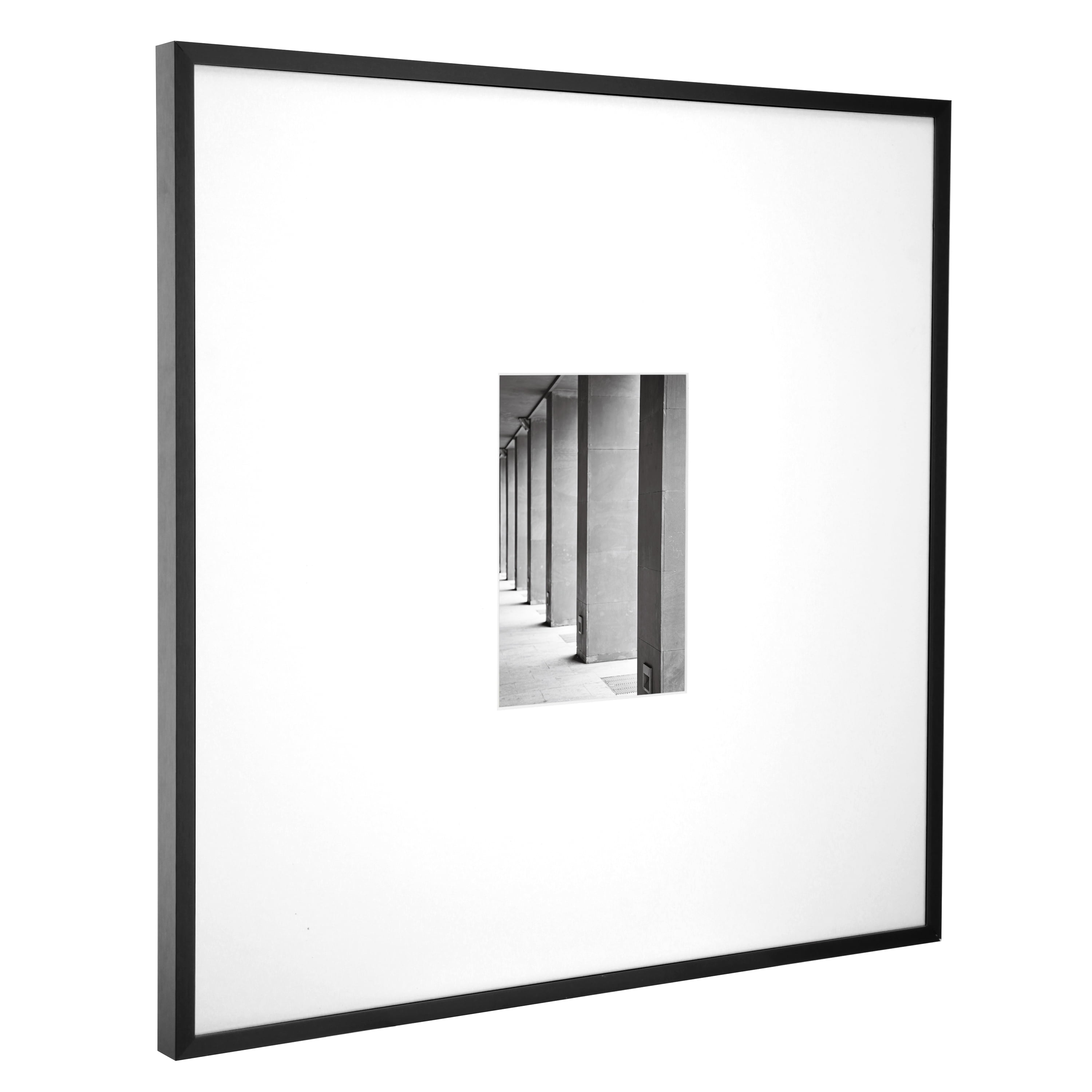 (2 pack) Better Homes & Gardens 18x18 Matted to 5x7 Metal Gallery Wall Picture Frame, Black