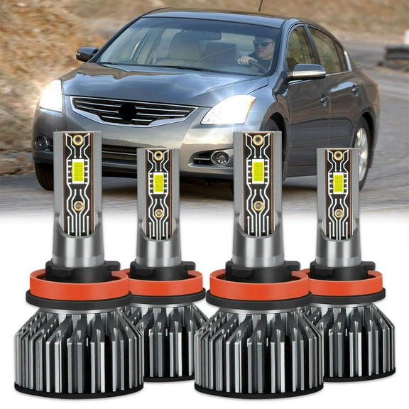 For Nissan Altima 2007-2012 2013 2014 2015 2016 2017 2018 H9 H11 High&Low Beam LED Headlight Bulbs Kit 4pcs,v2t