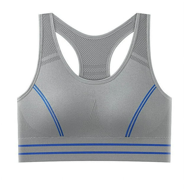 Xfvqtps Sports Bra for Women Racerback Elastic Padded High Impact Yoga Athletic Exercise Bras Gray