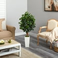 thumbnail image 4 of Nearly Natural 4' Ficus Artificial Tree in White Tower Planter, 4 of 4