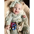thumbnail image 3 of Baby Girl Clothes Daisy Long Sleeve Tops Printed Pants and Headband Outfit Set Green 12-18 Months, 3 of 6