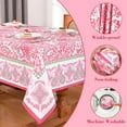 thumbnail image 4 of Pink Table Cloth Square Table 55x55 Inch, Spring Tablecloths for 6 Foot Rectangle Tables, Outdoor Tablecloth for Parties, Waterproof Fabric Polyester Tablecloths, 4 of 6